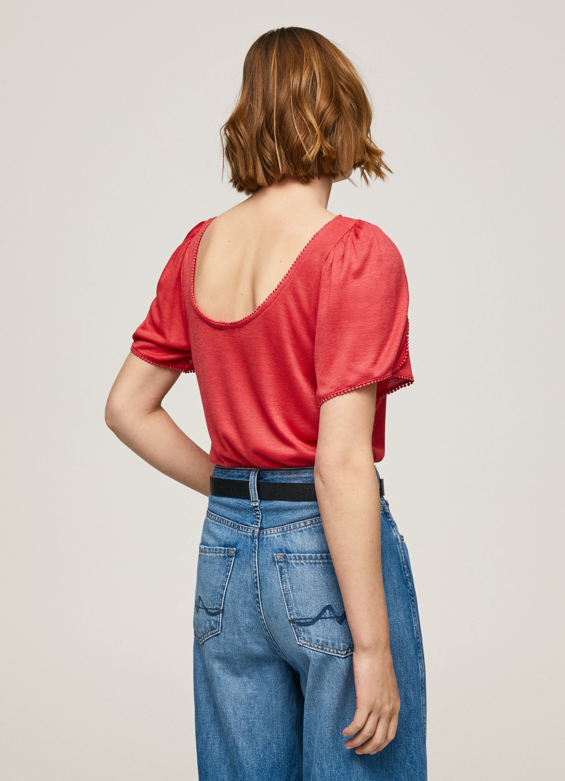 CAMISETA MESCLA COM DECOTE CANOA - vermelho estúdio