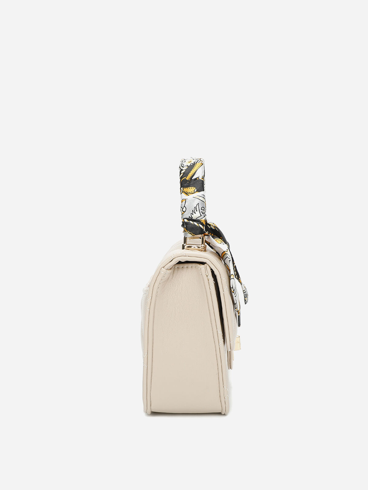 Petit sac matelassé à foulard- Beige