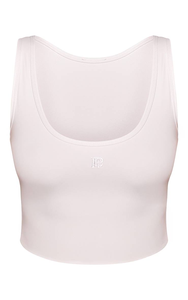 Gris Débardeur Moulant À Décolleté Plongeant Avec Logo PrettyLittleThing Shape
