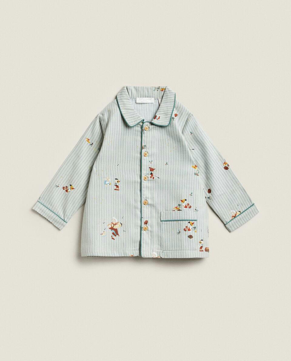 Pijama infantil de flanela com estampa de Natal do Pinóquio da Disney.