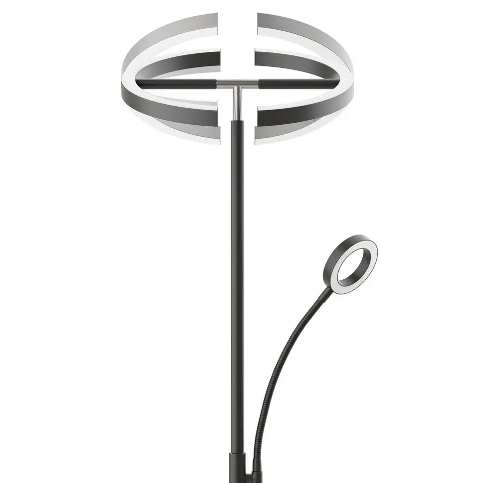 tectake Vloerlamp Auralis LED 20W, leeslamp, dimbaar, Zwart