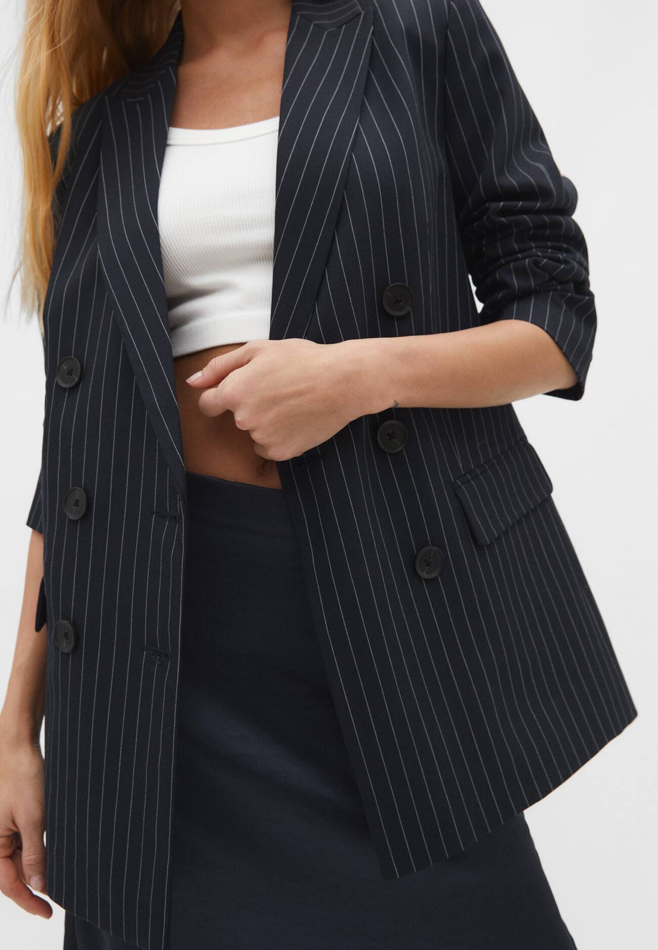 Blazer longo risca de giz