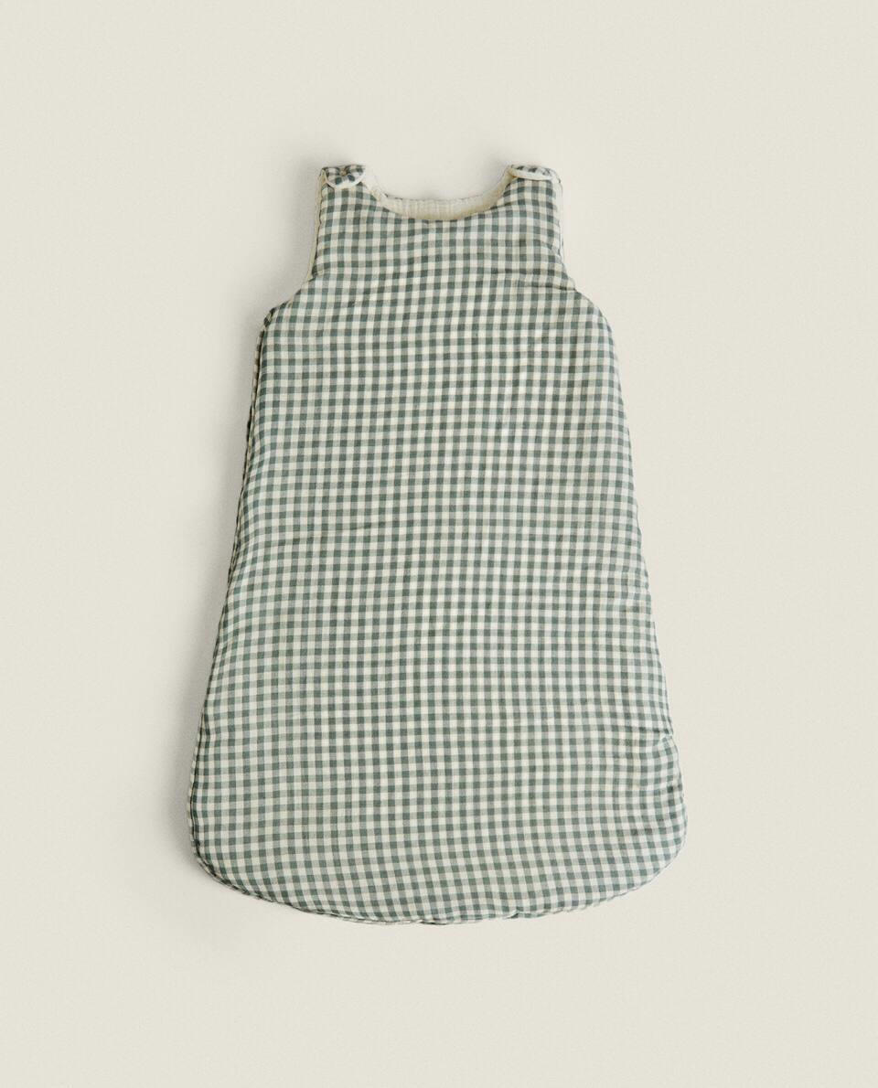Saco de dormir infantil de algodão xadrez