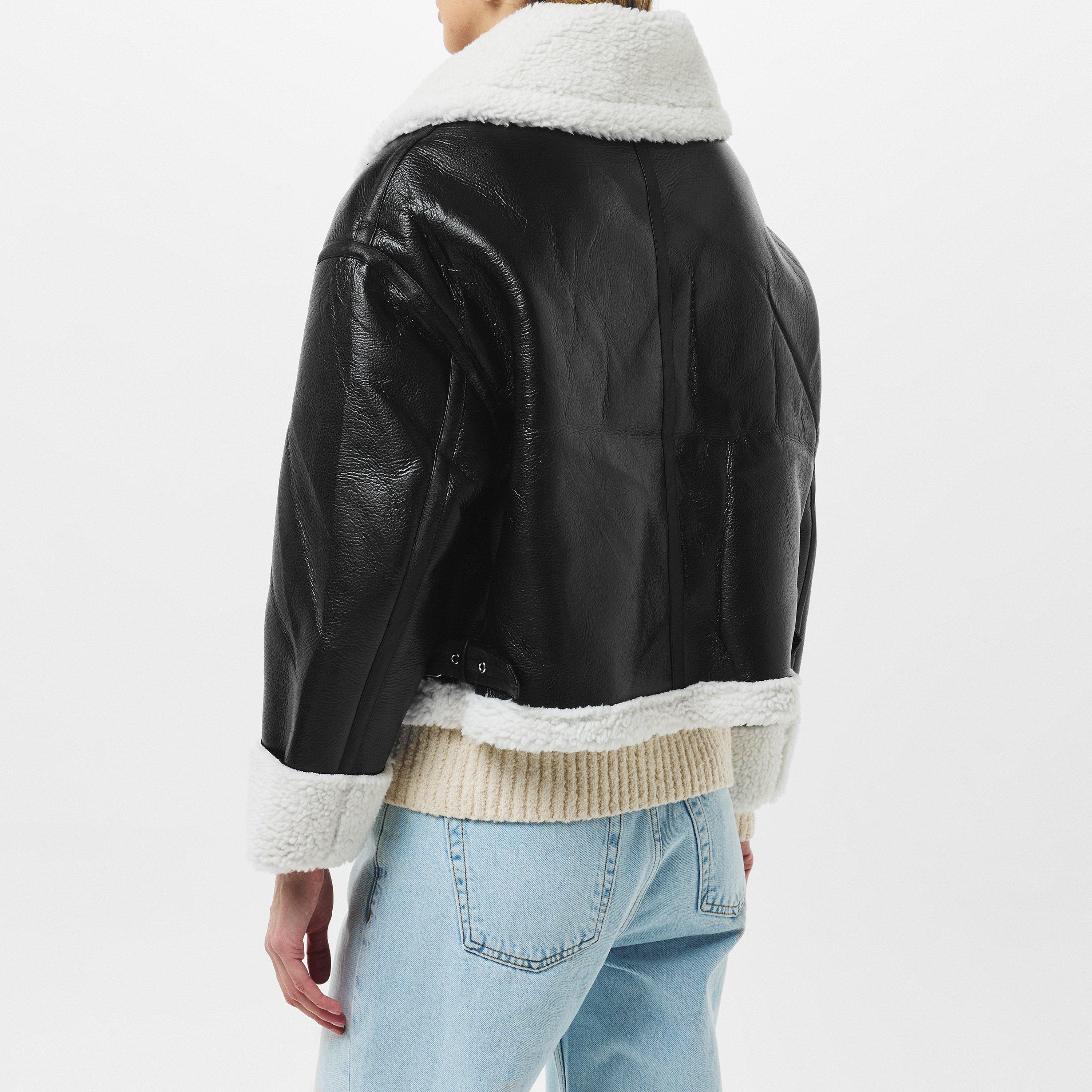 Missy Empire ME Faux Leather Aviator Jacket Womens