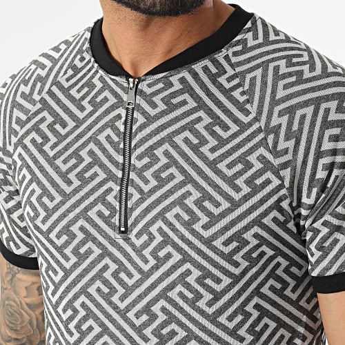 Ensemble Tee Shirt Col Zippé Short Jogging C5839-C8149 Gris