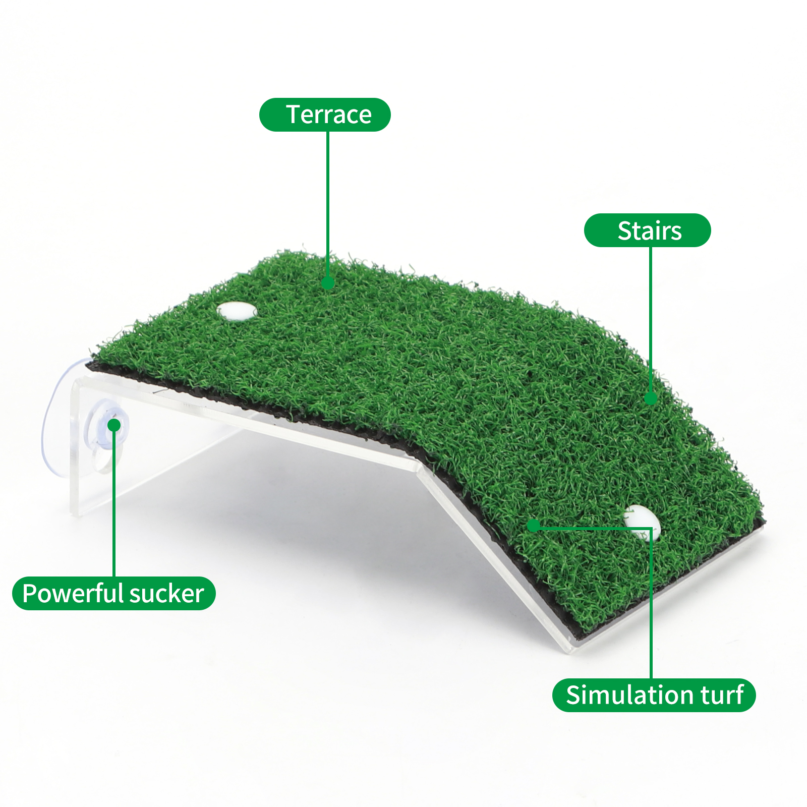 Plataforma para Tartaruga Nobleza - Plataforma realista de grama verde para tartaruga tomar sol, com ventosas, para tartarugas ou répteis, 20 cm x 21 cm