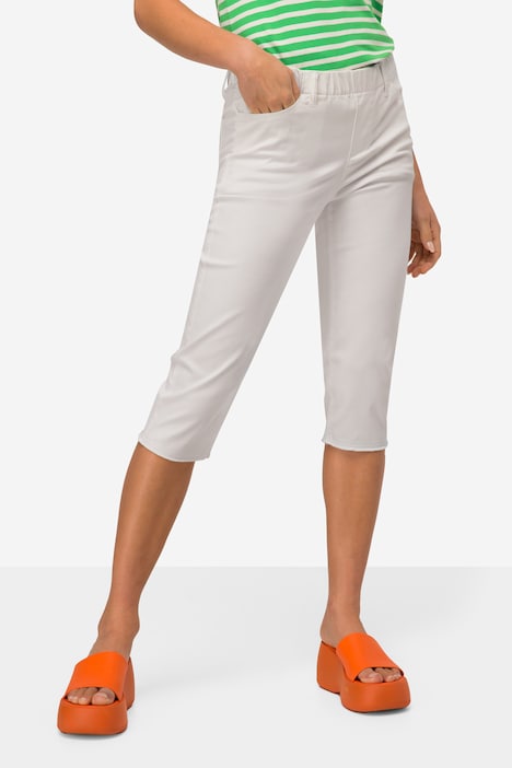 Caprihose, Jeggings, Fransensaum, Elastikbund, mit recycelten Materialien