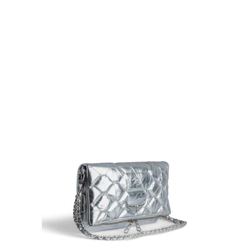 Zadig & Voltaire Rock Quilted Metallic Clutch, Sølv