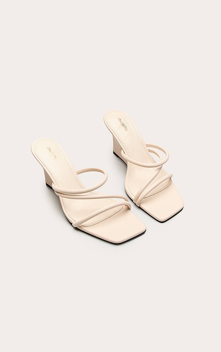 Crème Mule Compensée À Brides En Synthétiquecuir