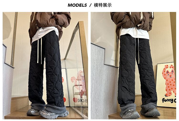 Diphon - Gewatteerde fleece broek met trekkoord in de taille en rechte pijpen