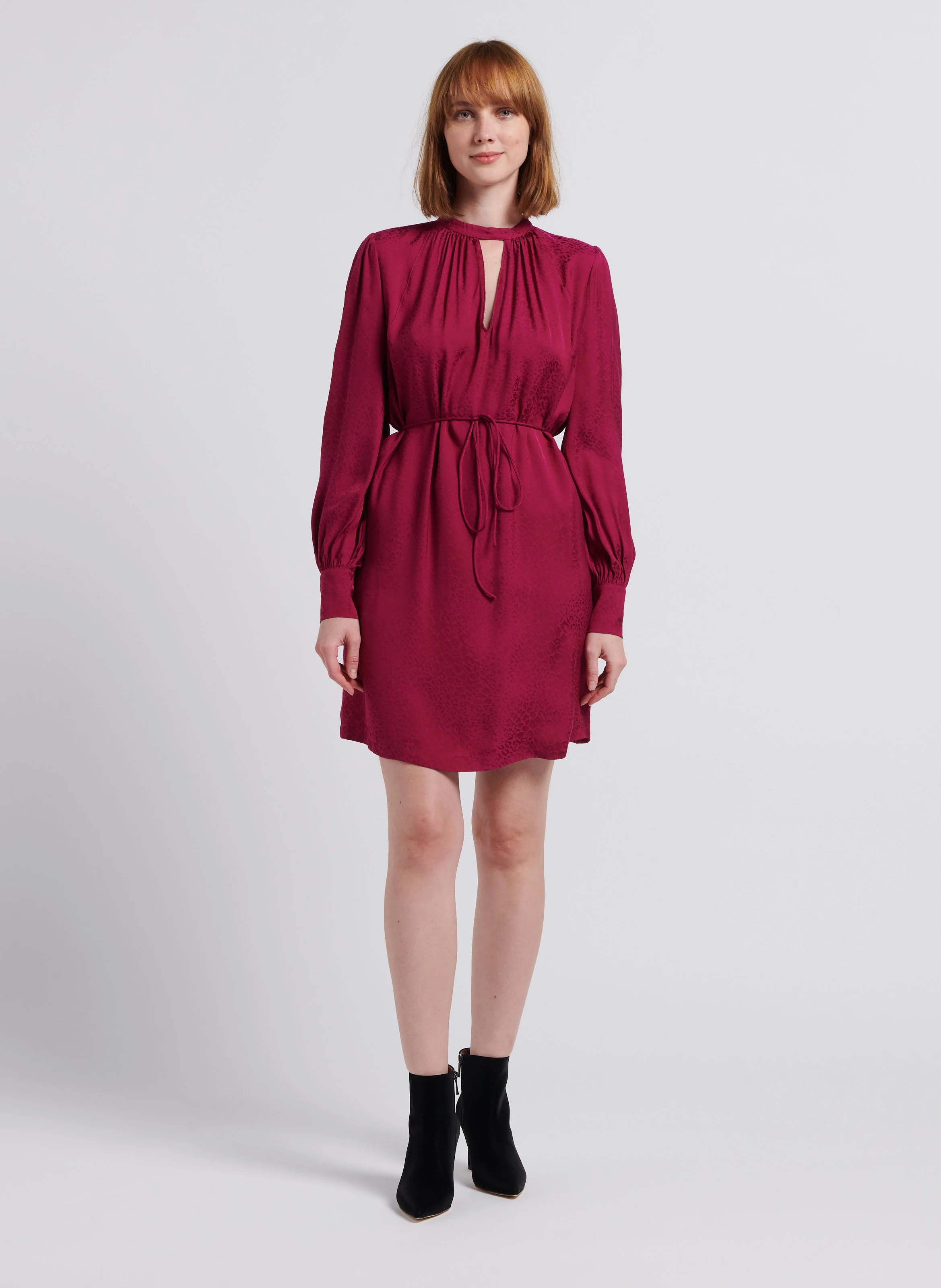 Robe col rond droite | Rose