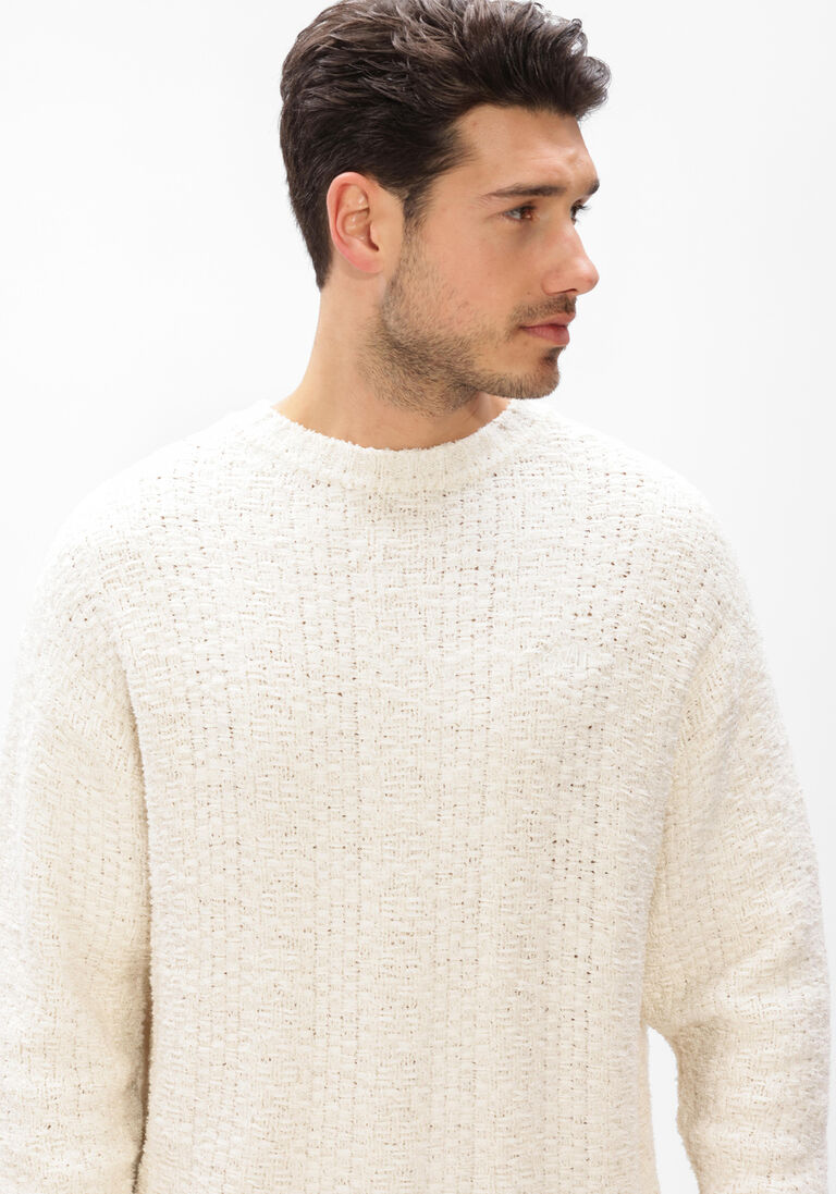 witte olaf hussein trui textured boxy knitted crewneck