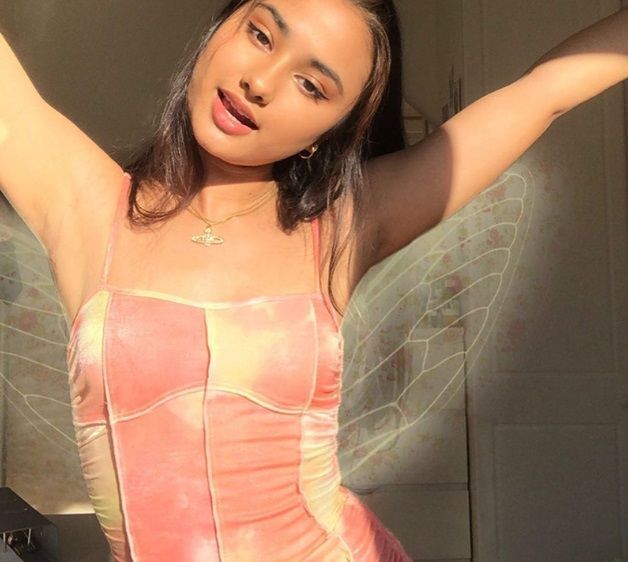 Genrovia - Spaghettibandjes Tie-Dye Print Geplooide Mini Bodycon Jurk