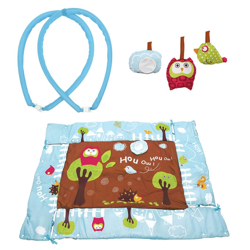 Tapis d’éveil chouette – Bleu - Ecru