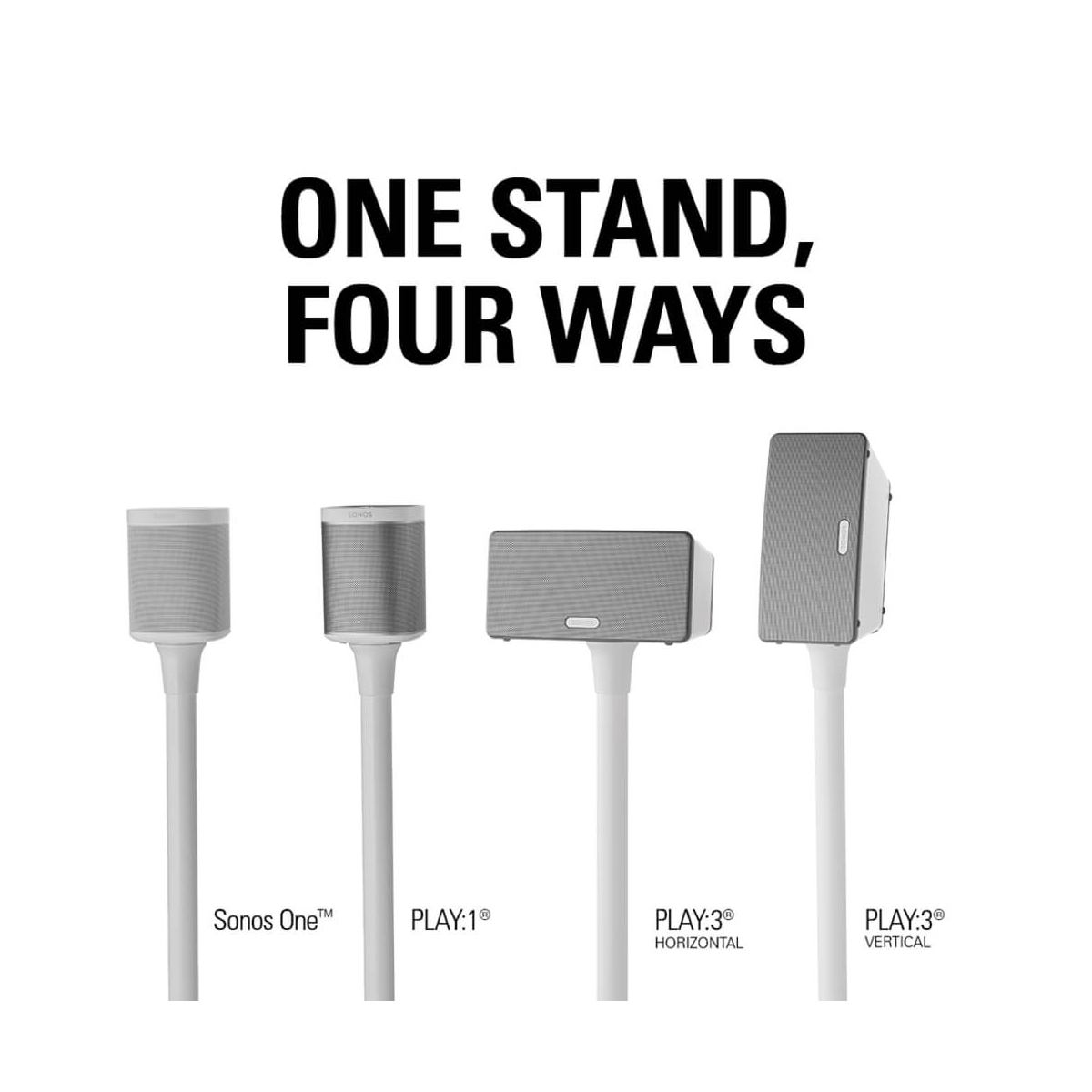 SANUS Gulvstativ for Sonos One SL Play:1 Play:3 Singel Hvit