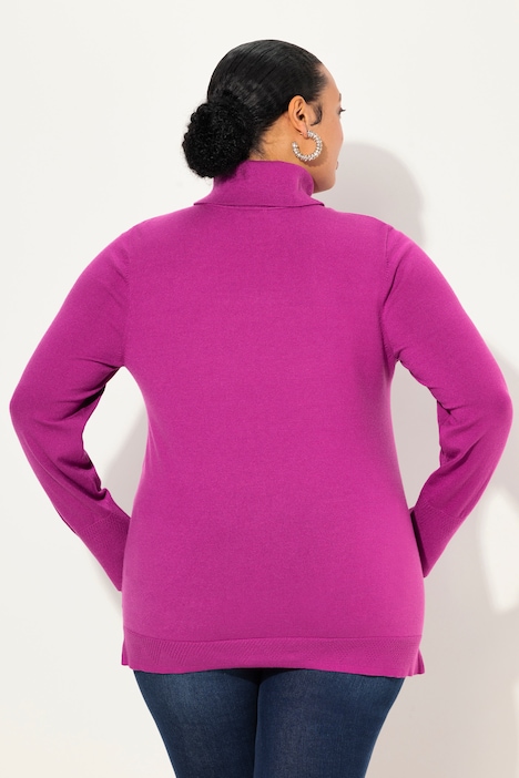 Rollkragenpullover, breite Rippbündchen, Langarm
