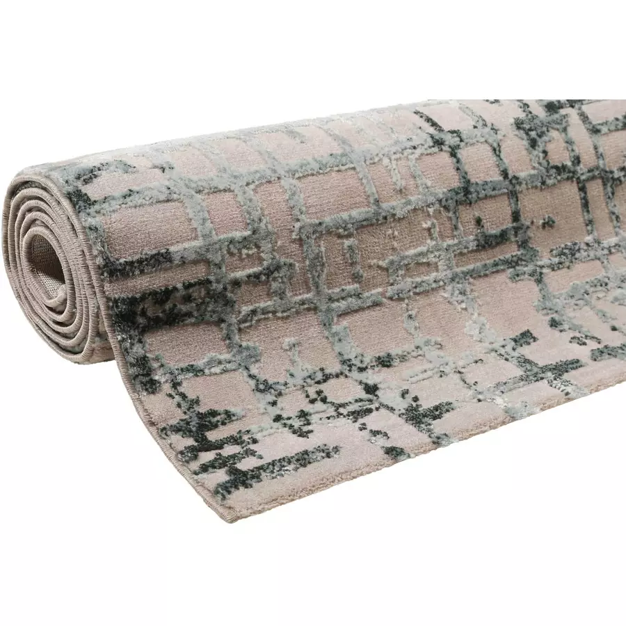 Esprit Kurzflorteppich Velvet Grid petrol