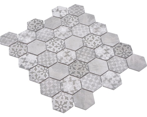 Keramisch mozaïek HX Curio G Hexagon curio 32,5x28,1 cm grijs