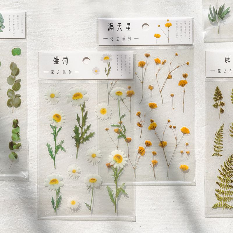 Kumi Fanchant - Transparante stickers met bloemen/planten - 6 soorten