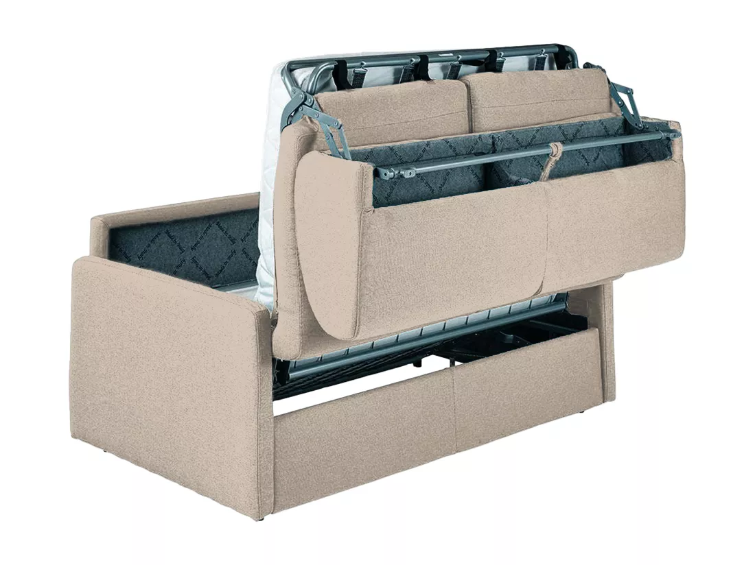 Canapé 4 places convertible express en tissu beige - Couchage 160 cm - Matelas 14 cm CALIFE