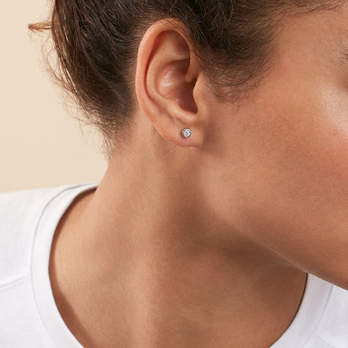 Boucles d'oreilles puces Agatha Brillant argent