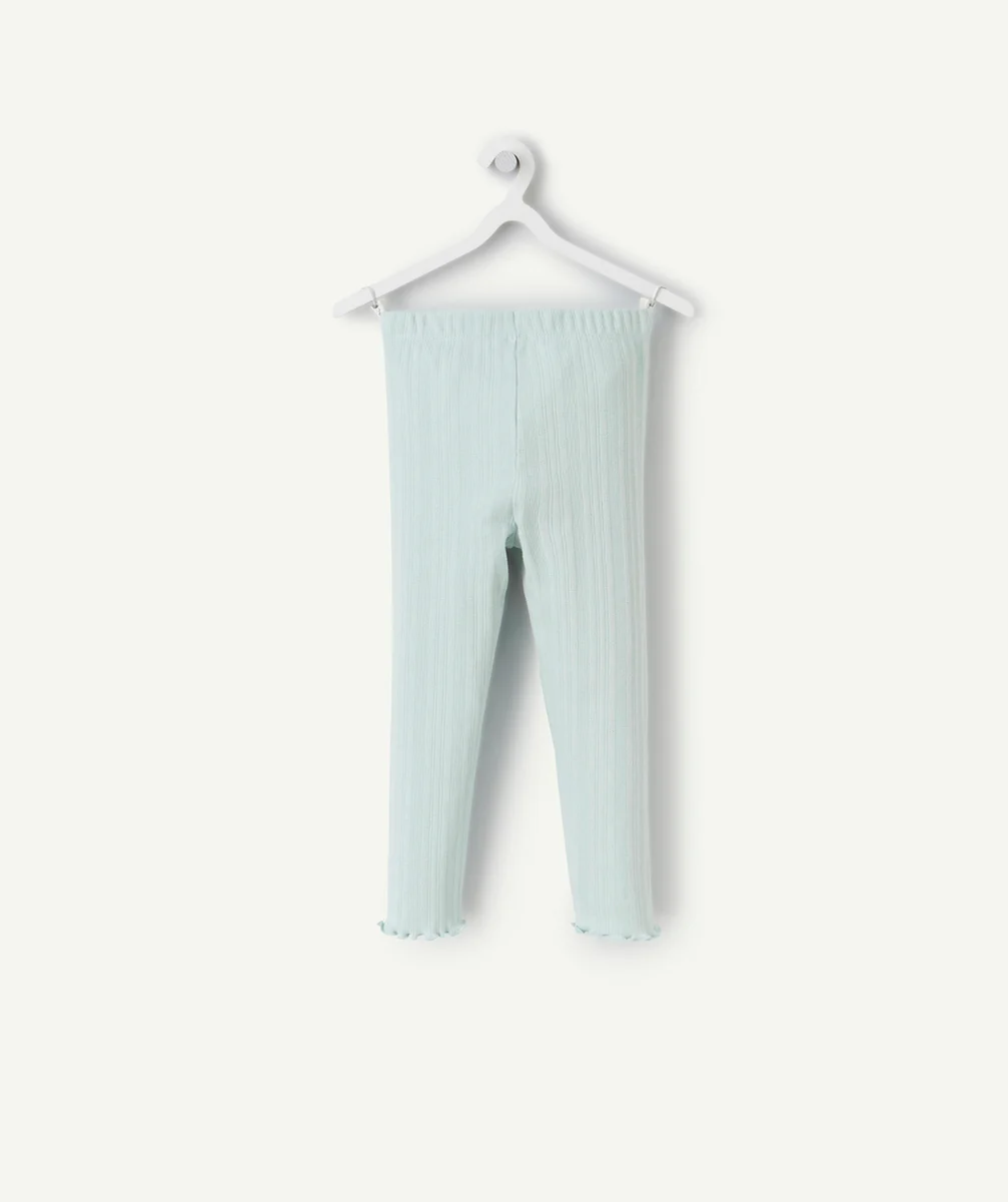 LEGGING EN MAILLE AJOURÉE FILLE EN COTON BIOLOGIQUE BLEU