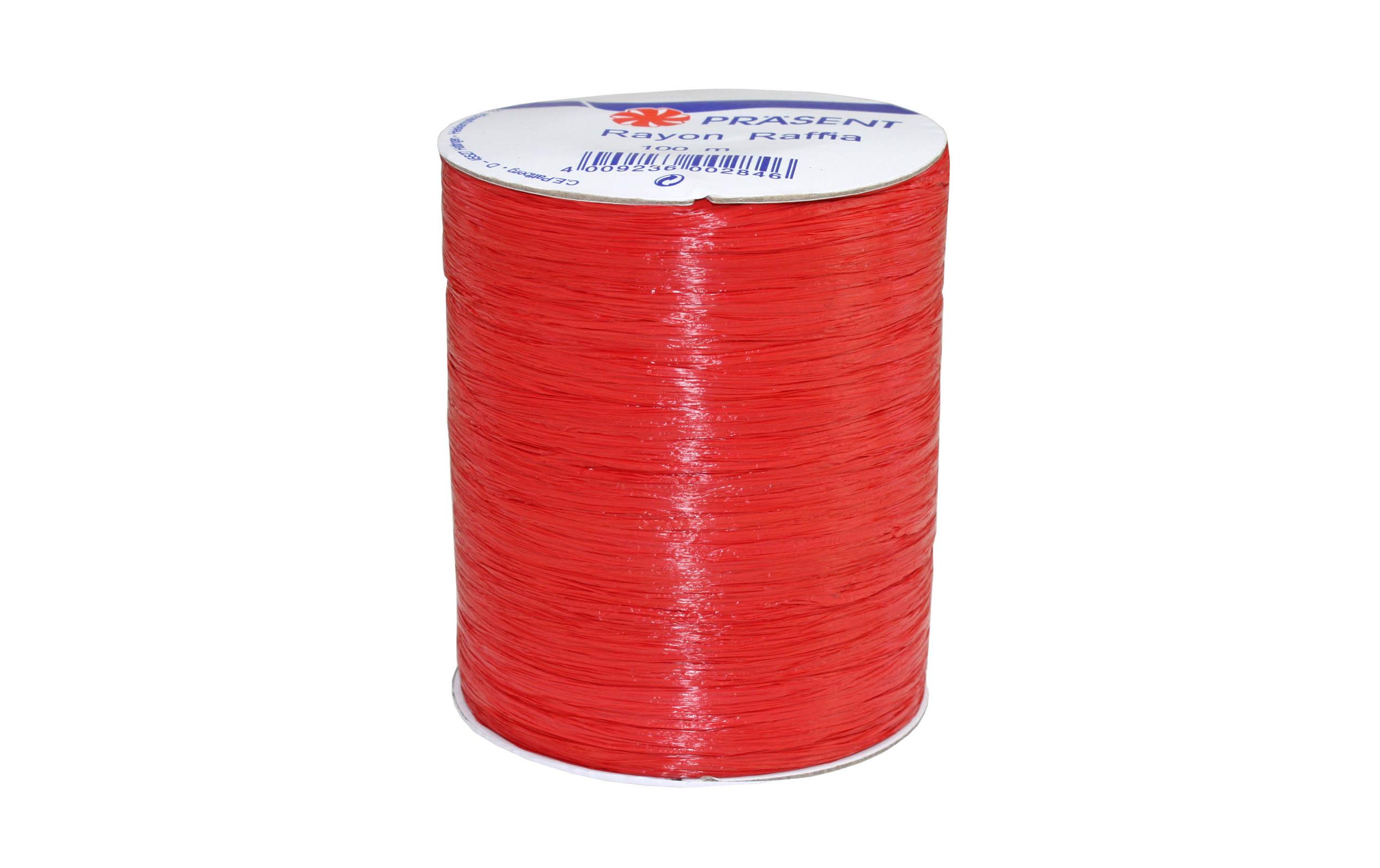 Geschenkband Raffia Rayon 100 m, RotBand für Geschenke
