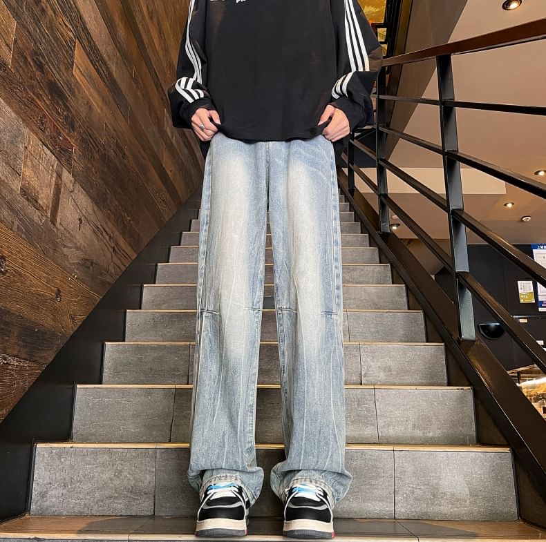 Antaeus - Mid Rise Washed Straight Leg Jeans