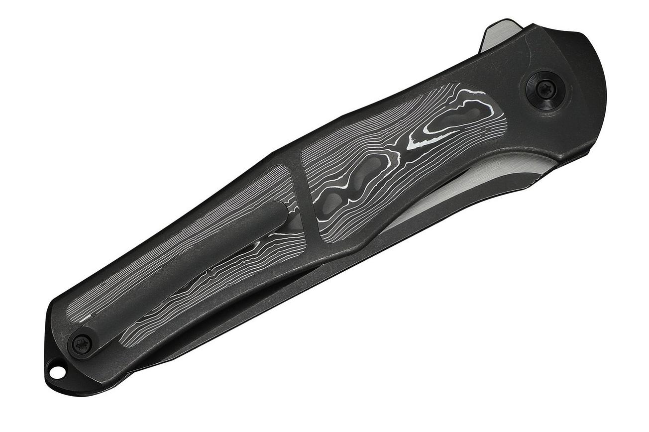 WE Knife 702XI, WE07B-2 Blackwashed Böhler M390, Black Titanium, Aluminum Foil Carbon Fiber Inlay, 11th Anniversary Limited Edition zakmes