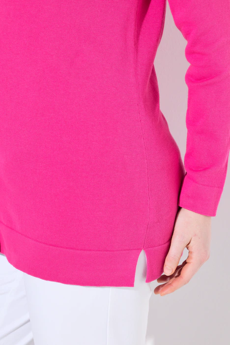 Twinset-Strickjacke, Rundhals, Langarm, Pima Cotton, magenta