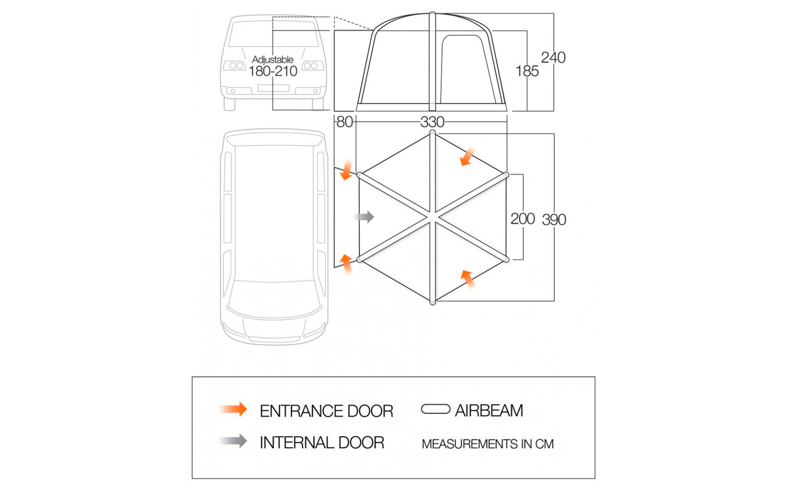 Vango Airhub Hexaway II Low aufblasbares Busvorzelt aufblasbar