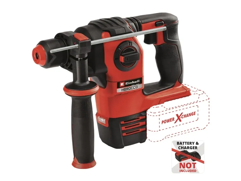 Einhell HEROCCO, Sort, Rød, 2 cm, 2,2 J, 5500 bpm or slag i minuttet, Batteri, 18 V - SOLO