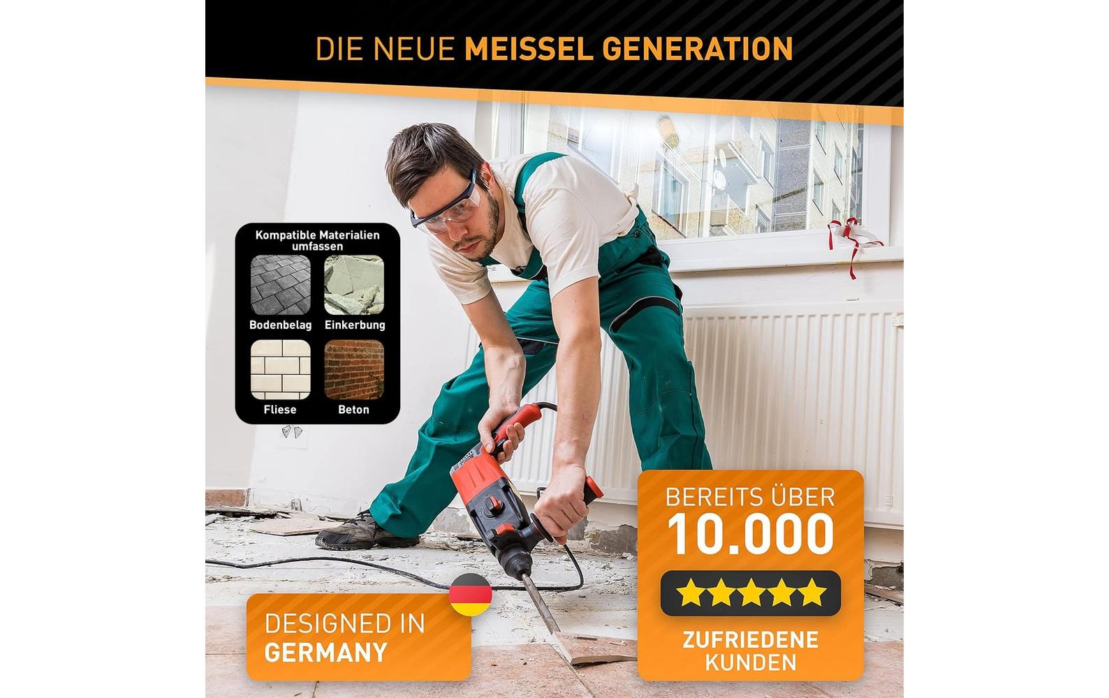 Turbo Fliesenmeissel für Bohrhammer 165 x 75 mmPlattenmeisel