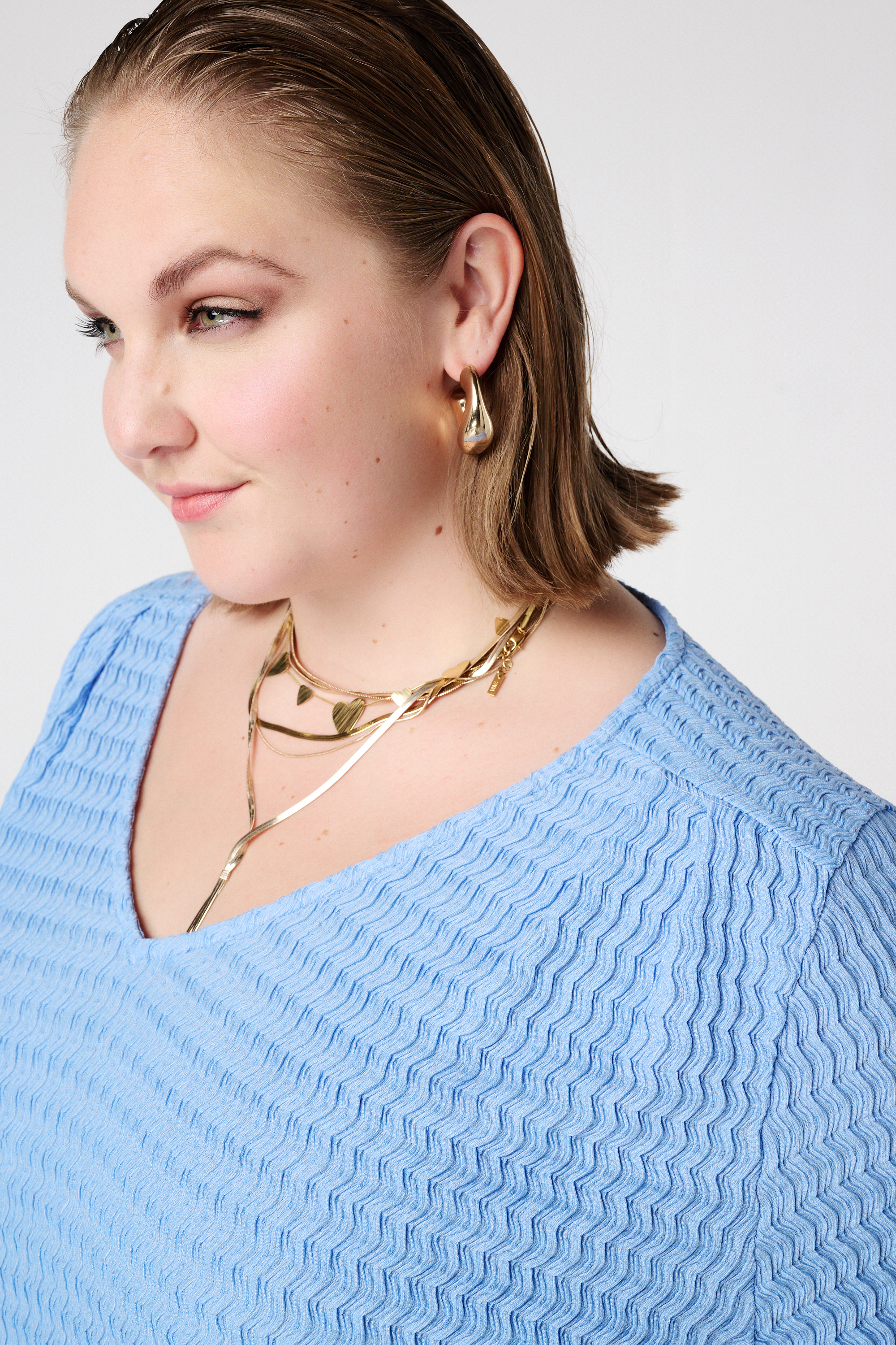 Top met structuur stof blauw