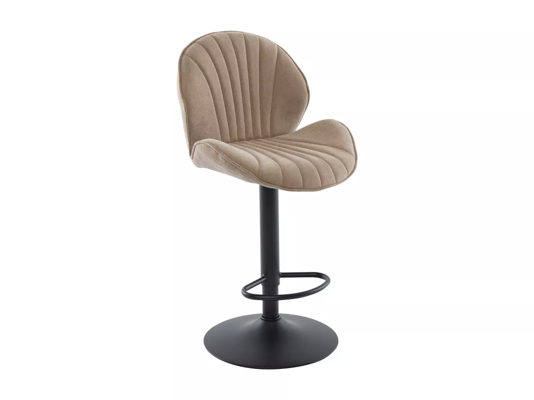 Lot de 2 tabourets de bar en tissu et métal noir - Hauteur réglable - Taupe - LANCENIA