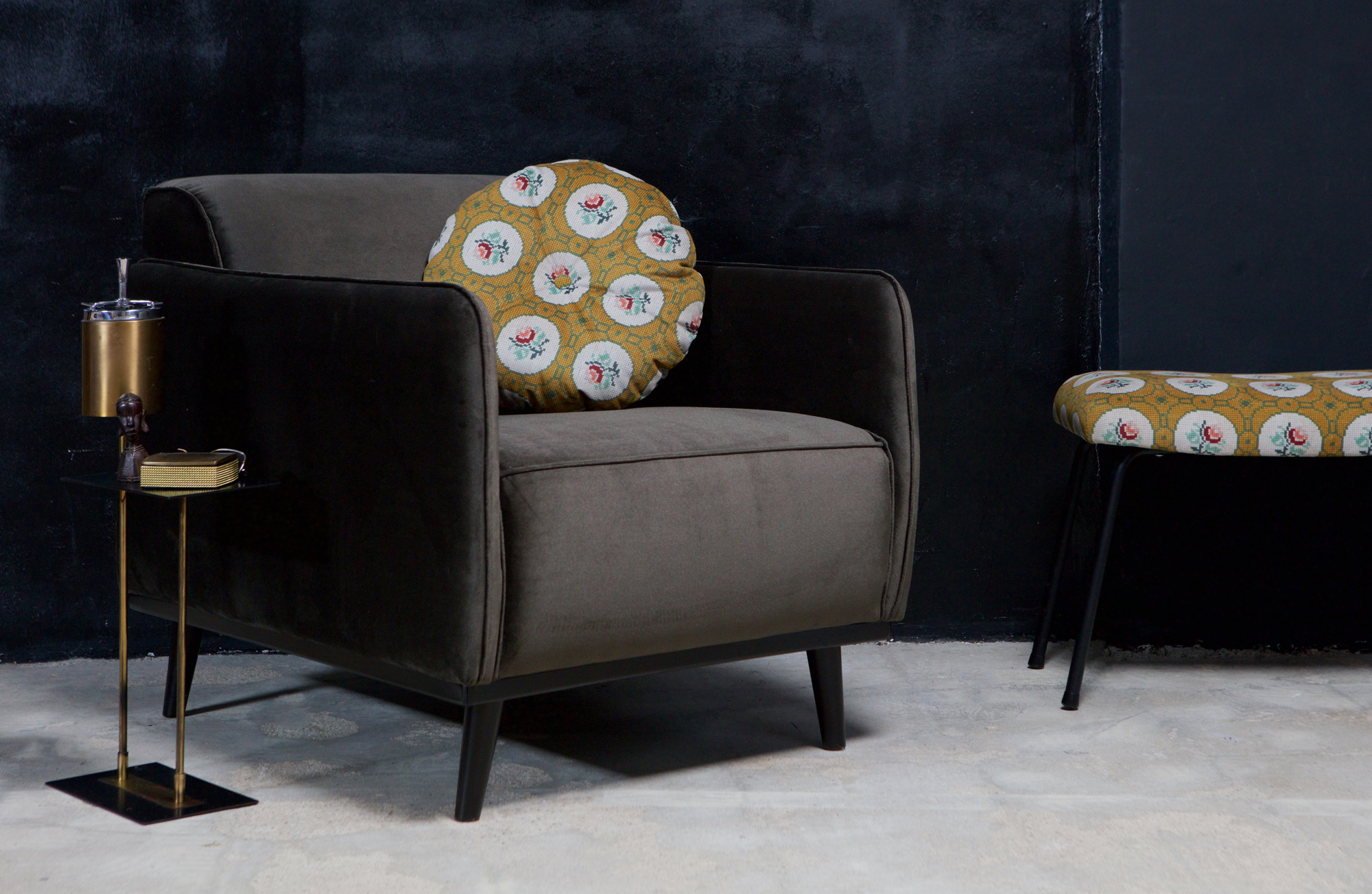 Fauteuil Statement met arm fluweel - Honinggeel