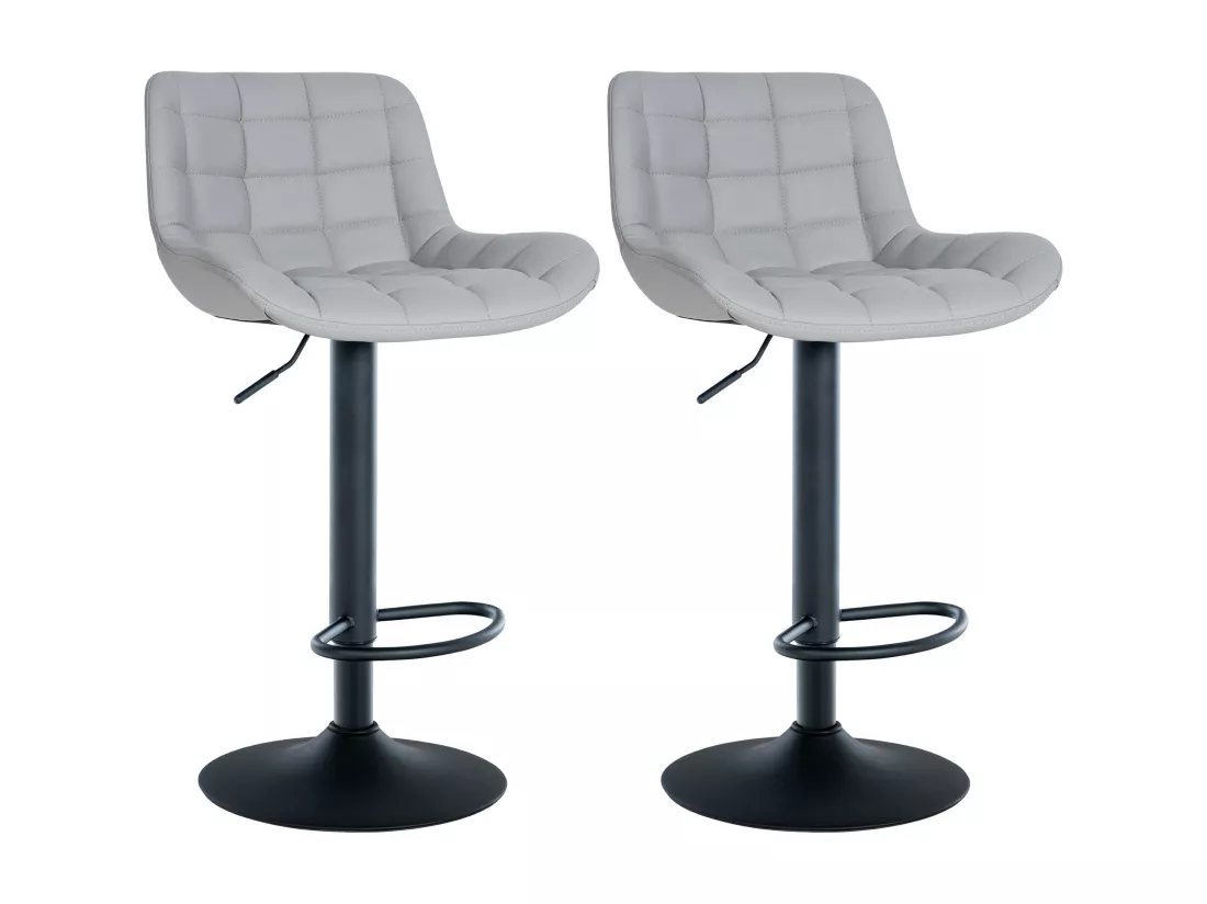 Lot de 2 Tabouret de bar - Similicuir - Gris - Tover