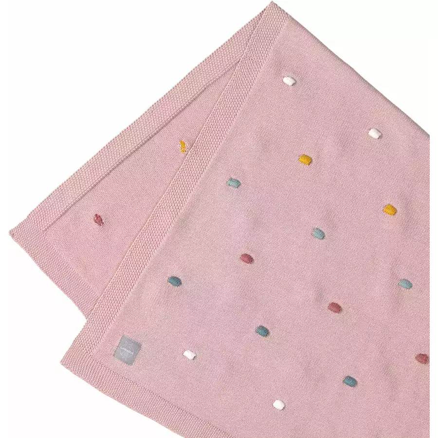 LÄSSIG Babydecke gestrickt Dots dusky pink 80 x 100 cm