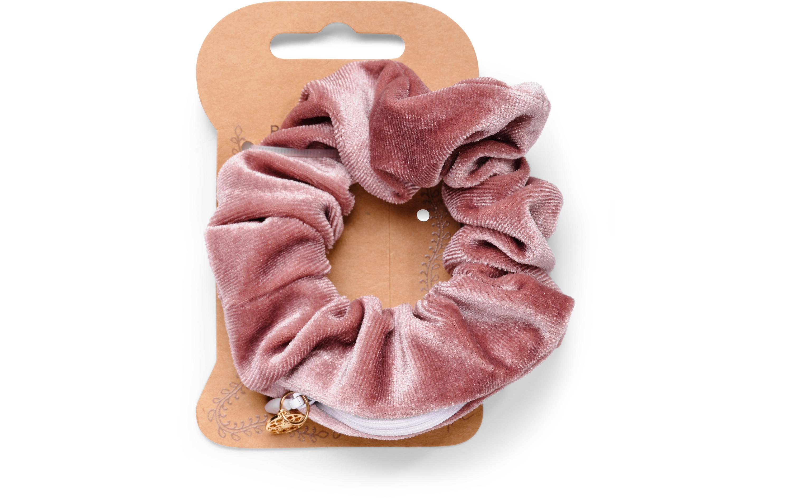 Haargummi Scrunchie Yoga altrosa 1 StückFunktioneller Scrunchie mit verstecktem Reissverschluss