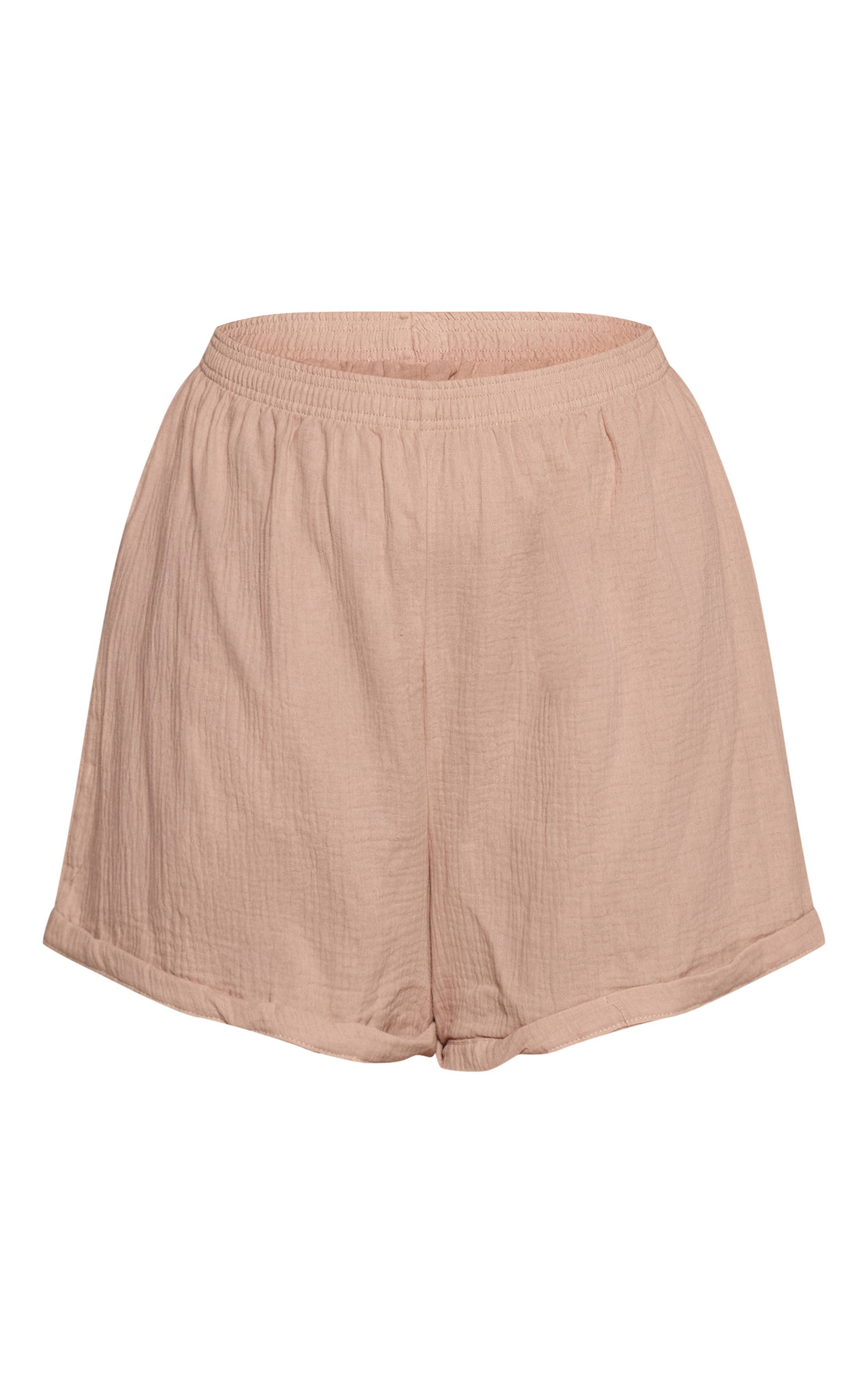 Gris Pierre Short Fluide Texturé Tissé Grande Taille