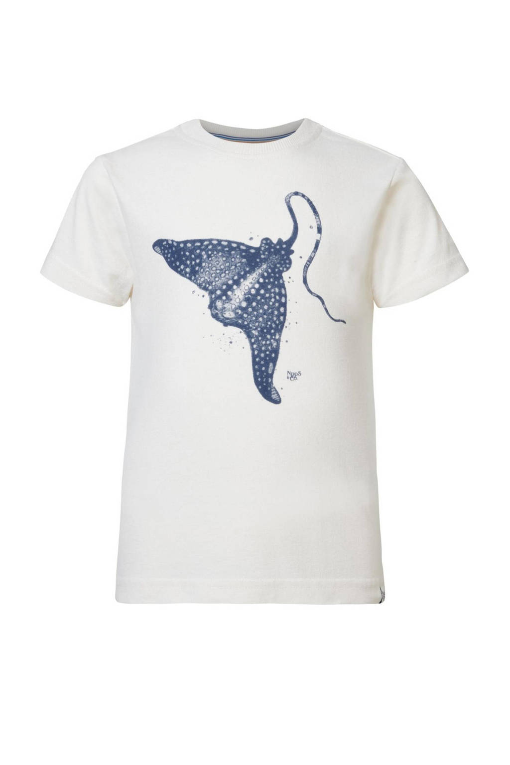 Noppies T-shirt met printopdruk wit/blauw