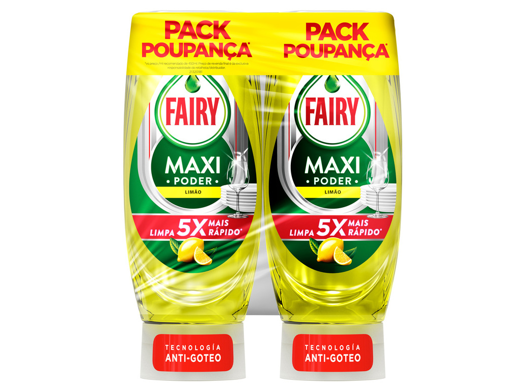 DETERGENTE MANUAL FAIRY MAXI PODER LIMÃO 2X450ML