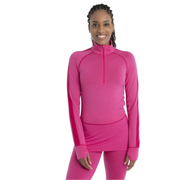T-shirt thermique ICEBREAKER W ZONEKNIT 260 LS HALF ZIP TEMPO/ELECTRON PINK/CB