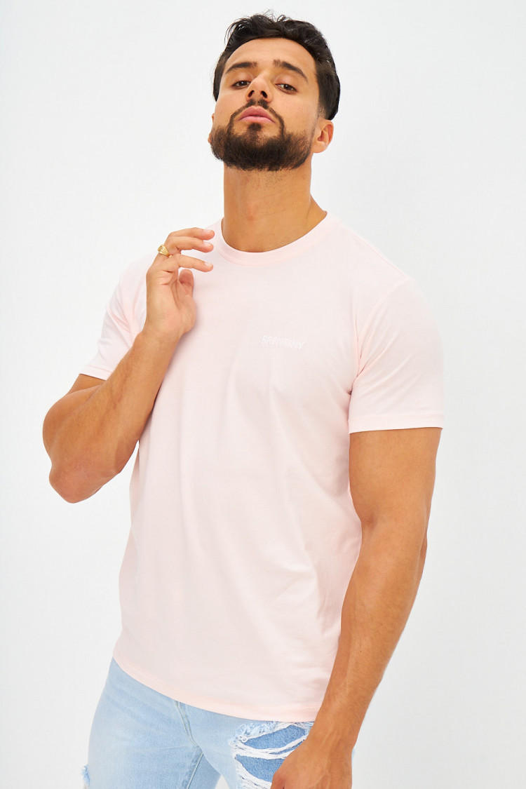 T-shirt basique logo Brentiny brodé rose