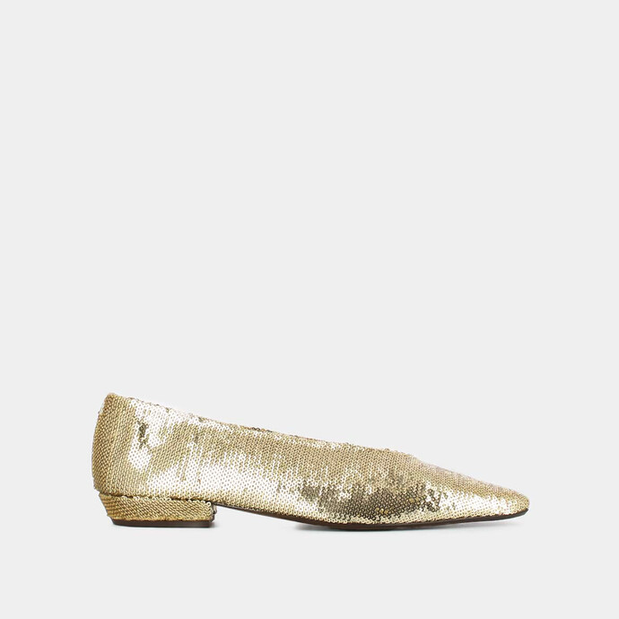 Ballerines à bouts pointus  en sequins platine