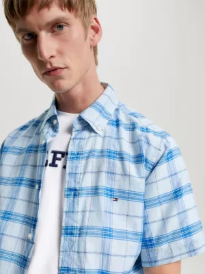 Camisa xadrez de manga curta com corte regular