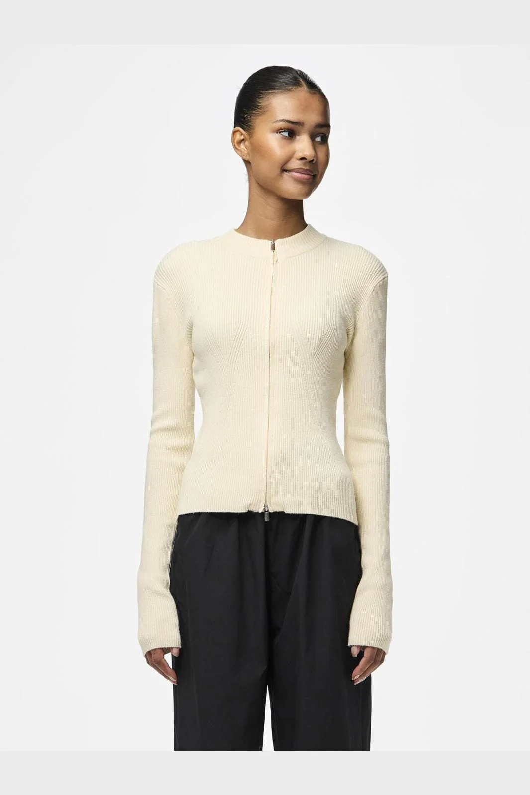 Pieces Pccrista Ls Zip Knit Cardigan 4747101 birch