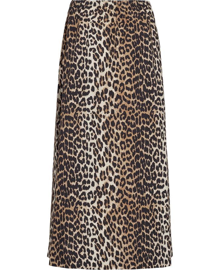 Ganni Printed Cotton Elasticated Maxi Ski Leopard
