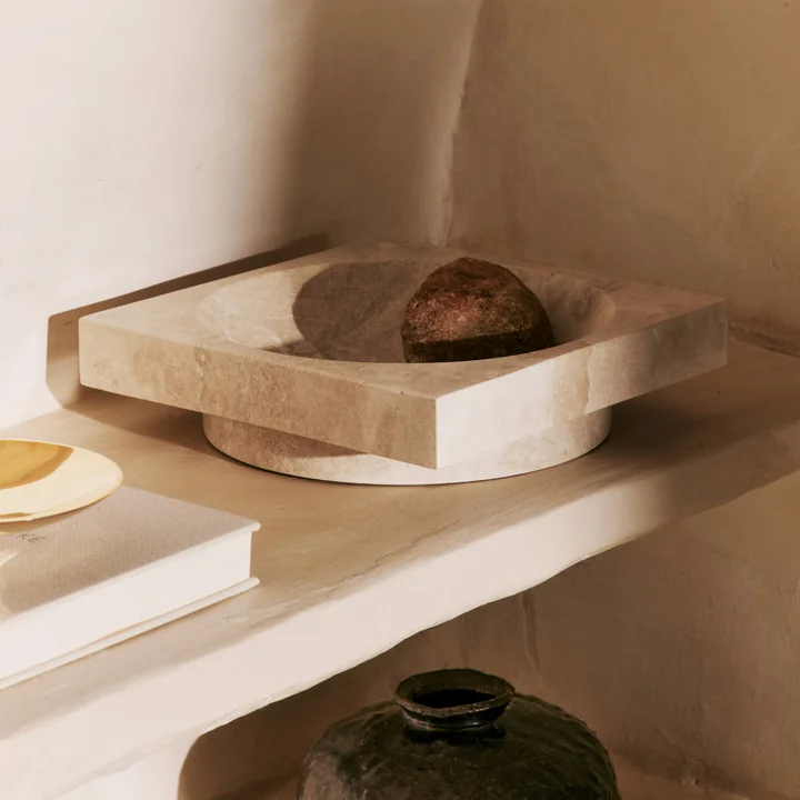 Ferm Living - Hew Dekoschale, H 11 cm, Travertin