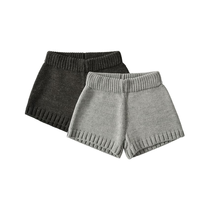 Asiris - Effen gebreide shorts met elastische taille